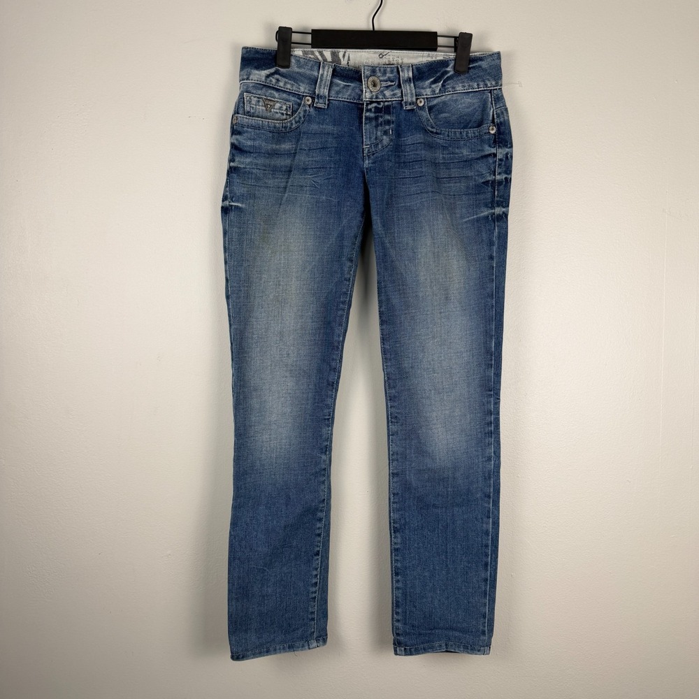 Guess Jeans Womens 27 (29x28) Blue Denim Low-Rise Stretch‎ Light Wash Skinny Leg